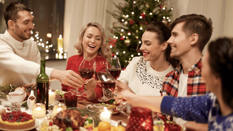 A group of during a Christmas dinner in Edina, MN